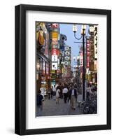 Neon Signs Bring Dotonbori Entertainment District to Life after Sunset, Osaka, Japan-null-Framed Photographic Print