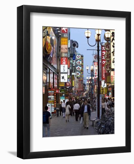 Neon Signs Bring Dotonbori Entertainment District to Life after Sunset, Osaka, Japan-null-Framed Photographic Print