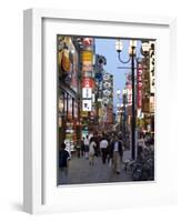 Neon Signs Bring Dotonbori Entertainment District to Life after Sunset, Osaka, Japan-null-Framed Photographic Print