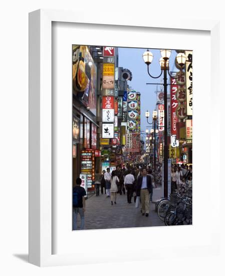 Neon Signs Bring Dotonbori Entertainment District to Life after Sunset, Osaka, Japan-null-Framed Photographic Print