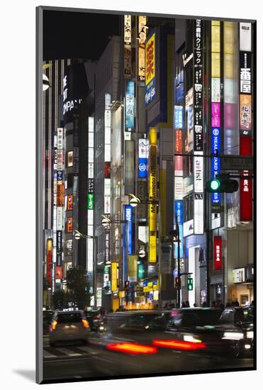 Neon Signs in Shinjuku Area, Tokyo, Japan, Asia-Stuart Black-Mounted Photographic Print