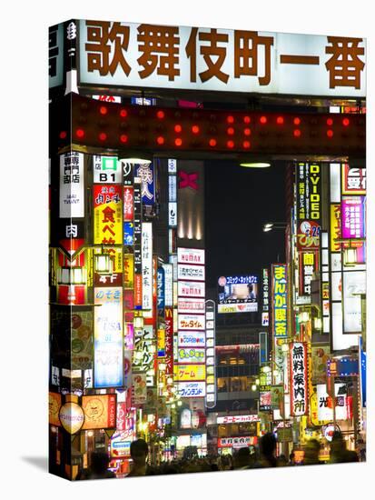 Neon Signs, Kabukicho, Shinjuku, Tokyo, Japan, Asia-Ben Pipe-Stretched Canvas