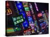 Neon Signs Line Storefronts along Nanjing Road, Shanghai, China-Paul Souders-Stretched Canvas