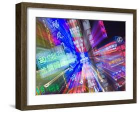 Neon Signs Line Storefronts along Nanjing Road, Shanghai, China-Paul Souders-Framed Premium Photographic Print