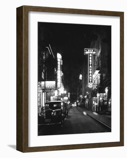 Neon Signs Lining Chinatown Street-null-Framed Photographic Print