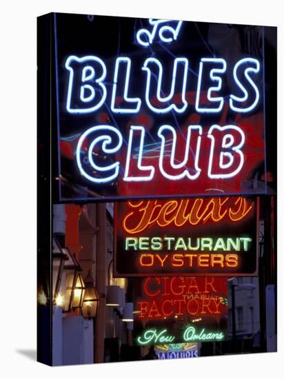 Neon Signs on Bourbon Street, French Quarter, New Orleans, Louisiana, USA-Adam Jones-Stretched Canvas