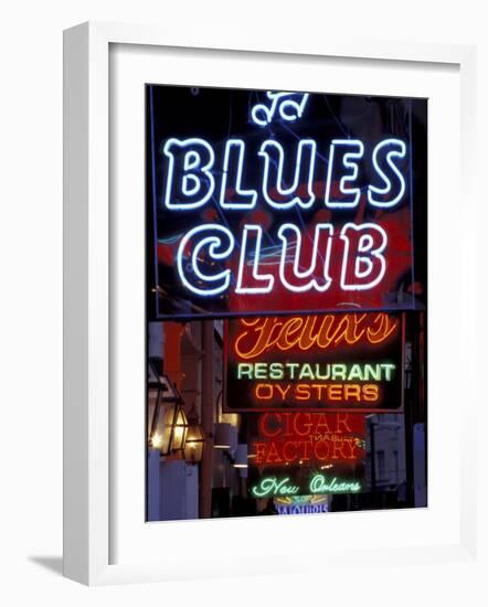 Neon Signs on Bourbon Street, French Quarter, New Orleans, Louisiana, USA-Adam Jones-Framed Photographic Print