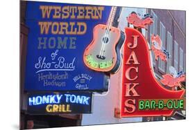 Neon Signs on Broadway Street, Nashville, Tennessee, United States of America, North America-Richard Cummins-Mounted Photographic Print