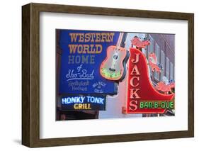 Neon Signs on Broadway Street, Nashville, Tennessee, United States of America, North America-Richard Cummins-Framed Photographic Print