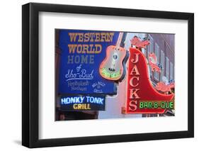 Neon Signs on Broadway Street, Nashville, Tennessee, United States of America, North America-Richard Cummins-Framed Photographic Print