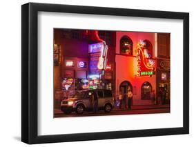 Neon Signs on Broadway Street, Nashville, Tennessee, United States of America, North America-Richard Cummins-Framed Photographic Print