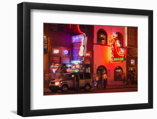 Neon Signs on Broadway Street, Nashville, Tennessee, United States of America, North America-Richard Cummins-Framed Premium Photographic Print