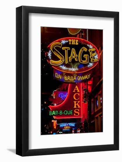 Neon Signs on Lower Broadway Area, Nashville, Tennessee, USA-null-Framed Photographic Print