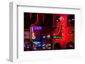 Neon Signs on Lower Broadway Area, Nashville, Tennessee, USA-null-Framed Photographic Print