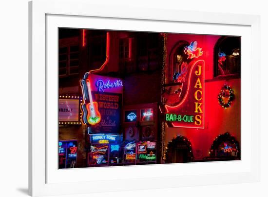 Neon Signs on Lower Broadway Area, Nashville, Tennessee, USA-null-Framed Photographic Print