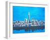 Neon Skyline of New York City Manhattan with One World Trade Center-Martina Bleichner-Framed Art Print