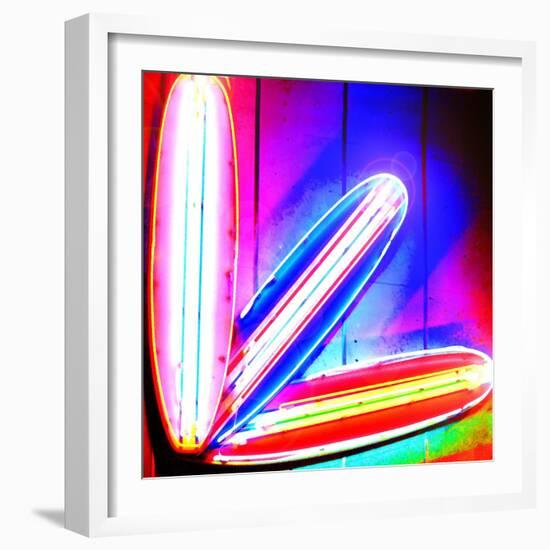 Neon Surf Boards, Miami-Tosh-Framed Art Print