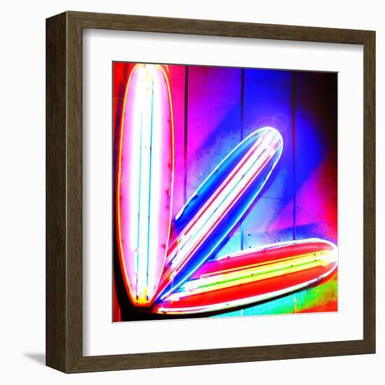 Neon Surf Boards, Miami-Tosh-Framed Art Print