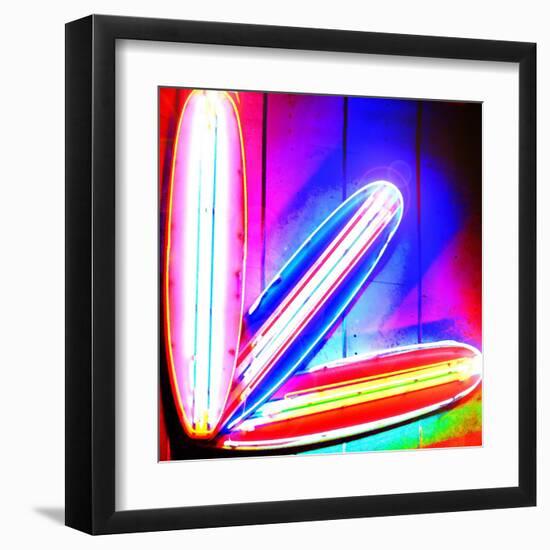 Neon Surf Boards, Miami-Tosh-Framed Art Print