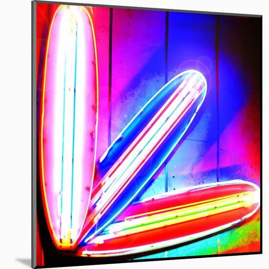 Neon Surf Boards, Miami-Tosh-Mounted Art Print