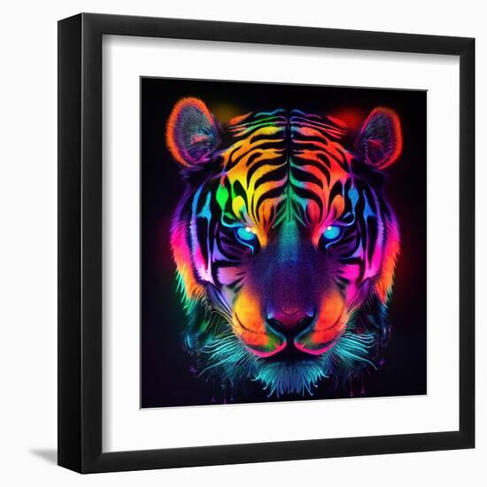 Neon Tiger HR.jpg-null-Framed Art Print