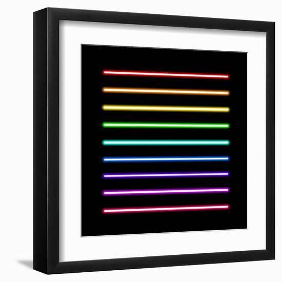 Neon Tube Light Pack Isolated on Black. Vector Illustration-BoxerX-Framed Art Print