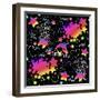 Neon Unicorn Pattern-Sheena Pike Art And Illustration-Framed Giclee Print