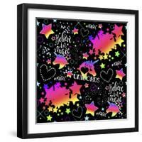 Neon Unicorn Pattern-Sheena Pike Art And Illustration-Framed Giclee Print