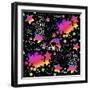 Neon Unicorn Pattern-Sheena Pike Art And Illustration-Framed Giclee Print