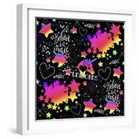 Neon Unicorn Pattern-Sheena Pike Art And Illustration-Framed Giclee Print