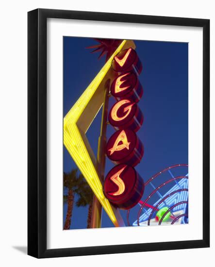 Neon Vegas Sign at Dusk, Downtown, Freemont East Area, Las Vegas, Nevada, USA, North America-Gavin Hellier-Framed Photographic Print