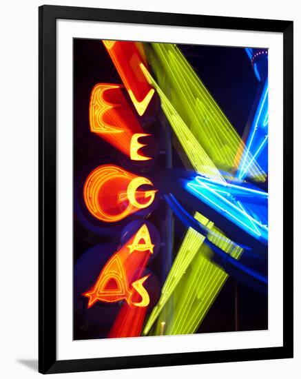 Neon Vegas Sign at Night, Downtown, Freemont East Area, Las Vegas, Nevada, USA, North America-Gavin Hellier-Framed Photographic Print