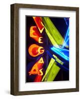 Neon Vegas Sign at Night, Downtown, Freemont East Area, Las Vegas, Nevada, USA, North America-Gavin Hellier-Framed Photographic Print