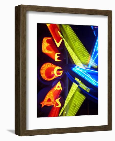 Neon Vegas Sign at Night, Downtown, Freemont East Area, Las Vegas, Nevada, USA, North America-Gavin Hellier-Framed Photographic Print