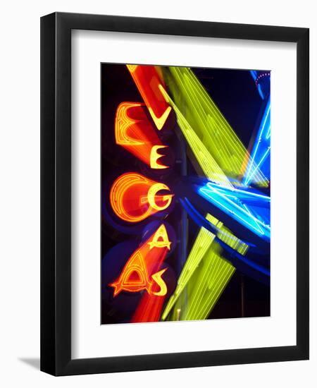 Neon Vegas Sign at Night, Downtown, Freemont East Area, Las Vegas, Nevada, USA, North America-Gavin Hellier-Framed Photographic Print