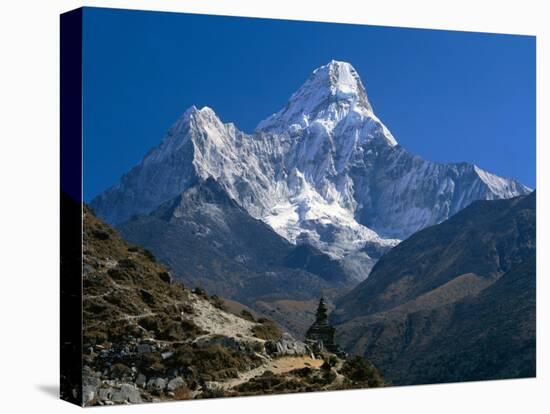 Nepal, Ama Dablam Trail, Temple in the Extreme Terrain of the Mountains-null-Stretched Canvas