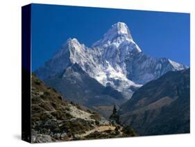 Nepal, Ama Dablam Trail, Temple in the Extreme Terrain of the Mountains-null-Stretched Canvas