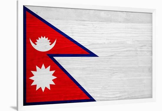 Nepal Flag Design with Wood Patterning - Flags of the World Series-Philippe Hugonnard-Framed Art Print