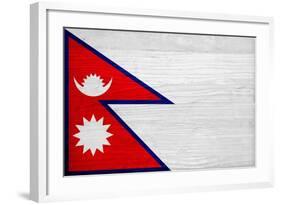 Nepal Flag Design with Wood Patterning - Flags of the World Series-Philippe Hugonnard-Framed Art Print