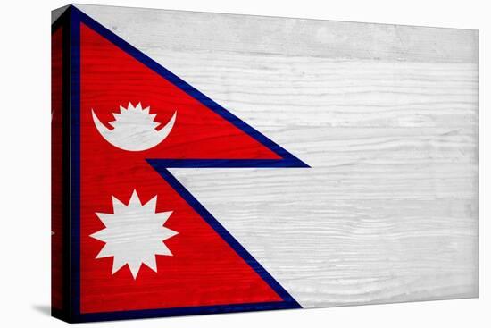 Nepal Flag Design with Wood Patterning - Flags of the World Series-Philippe Hugonnard-Stretched Canvas