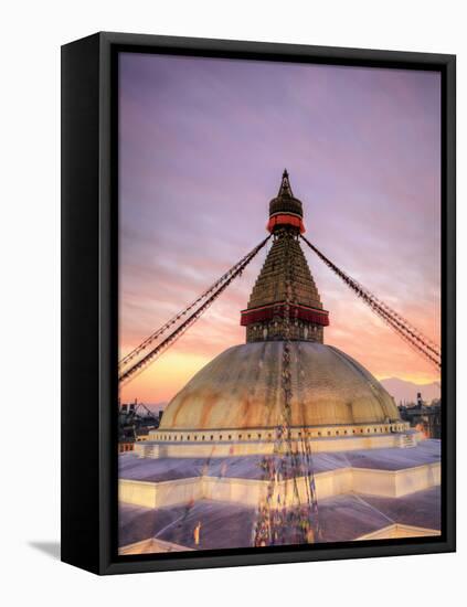 Nepal, Kathmandu, Bodhnath (Boudha) Stupa-Michele Falzone-Framed Stretched Canvas