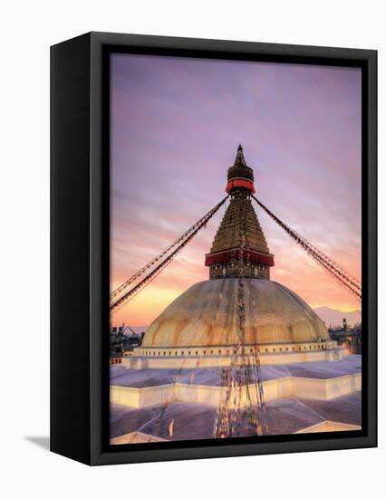 Nepal, Kathmandu, Bodhnath (Boudha) Stupa-Michele Falzone-Framed Stretched Canvas