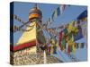 Nepal; Kathmandu, Boudinath Stupa-Mark Hannaford-Stretched Canvas
