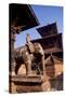 Nepal, Kathmandu Valley, Patan, Statues of Elephants in Front of Vishnata Temple and Bhismen Mandir-null-Stretched Canvas