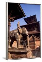 Nepal, Kathmandu Valley, Patan, Statues of Elephants in Front of Vishnata Temple and Bhismen Mandir-null-Framed Photographic Print