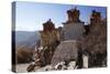 Nepal, Mustang. Chortens and an Ancient Stone Carving En Route Between Samar and Giling.-Katie Garrod-Stretched Canvas