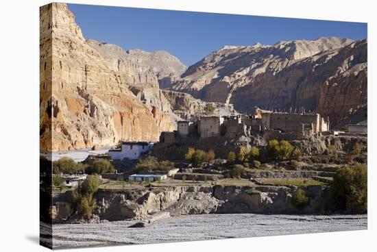 Nepal, Mustang, Chusang. the Old Fort at Chusang, Deep in the Kali Gandaki Gorge.-Katie Garrod-Stretched Canvas