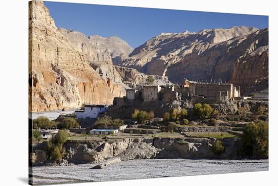 Nepal, Mustang, Chusang. the Old Fort at Chusang, Deep in the Kali Gandaki Gorge.-Katie Garrod-Stretched Canvas