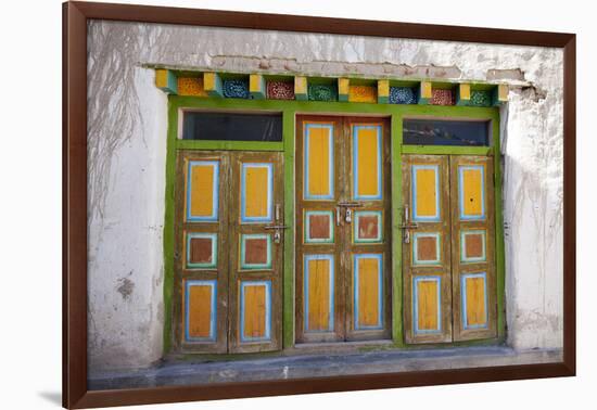 Nepal, Mustang, Lo Manthang. Brightly Painted Doors in the Ancient Capital of Lo Manthang.-Katie Garrod-Framed Photographic Print