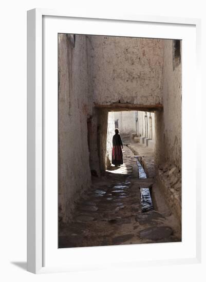 Nepal, Mustang, Lo Manthang. Local Lady in the Ancient Capital of Lo Manthang.-Katie Garrod-Framed Photographic Print